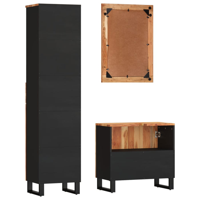 Set mobilier de baie, 3 piese, lemn masiv de acacia WALTI