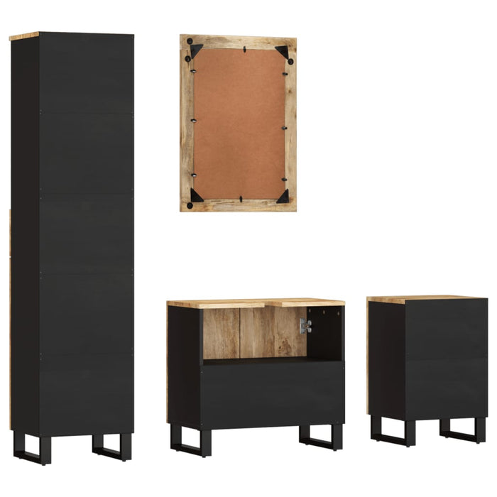 Set mobilier de baie, 4 piese, lemn masiv de mango WALTI