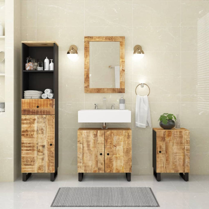 Set mobilier de baie, 4 piese, lemn masiv de mango WALTI