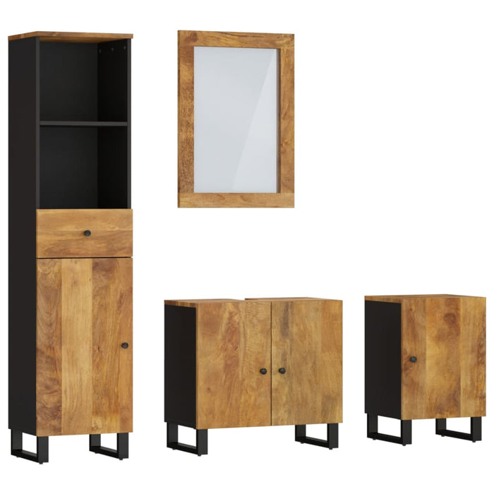 Set mobilier de baie, 4 piese, lemn masiv de mango WALTI