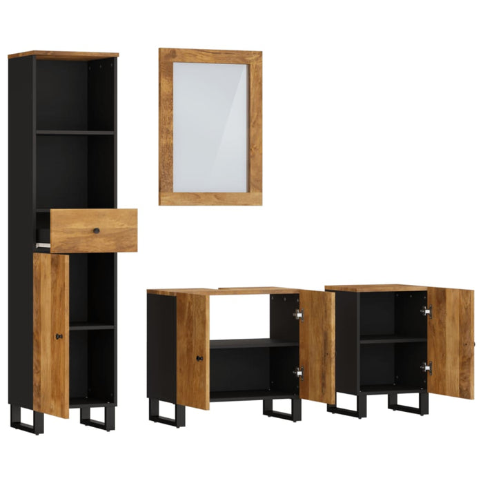 Set mobilier de baie, 4 piese, lemn masiv de mango WALTI