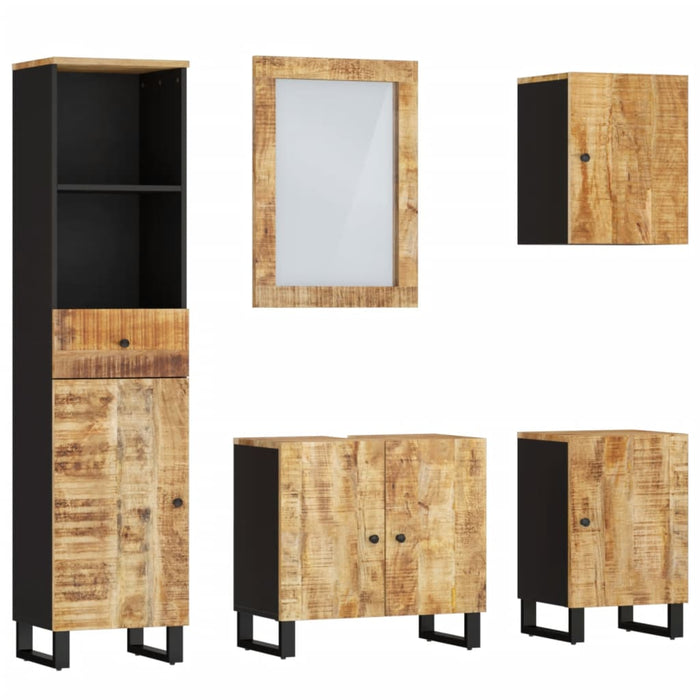 Set mobilier de baie, 5 piese, lemn masiv de mango WALTI