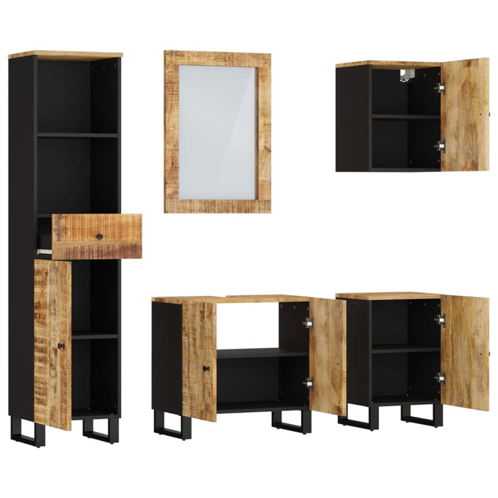 Set mobilier de baie, 5 piese, lemn masiv de mango WALTI