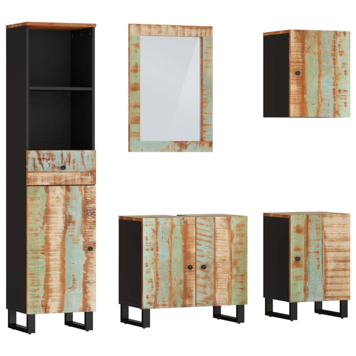 Set mobilier de baie, 5 piese, lemn masiv reciclat - WALTI WALTI