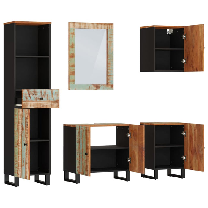 Set mobilier de baie, 5 piese, lemn masiv reciclat - WALTI WALTI