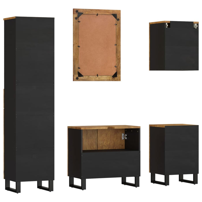 Set mobilier de baie, 5 piese, lemn masiv de mango WALTI