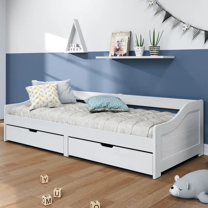 Pat de zi cu 2 sertare "IRUN", alb, 90x200 cm, lemn masiv pin - WALTI WALTI