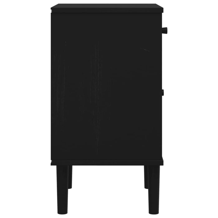 Noptieră SENJA, aspect ratan negru, 40x35x65 cm, lemn masiv pin - WALTI WALTI