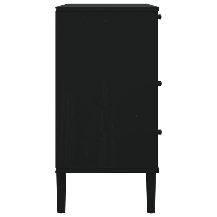 Dulap sertar SENJA ratan aspect negru 80x40x80cm lemn masiv pin - WALTI WALTI