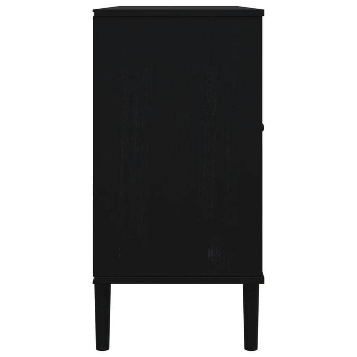 Servantă SENJA, aspect ratan negru, 112x40x80cm, lemn masiv pin - WALTI WALTI
