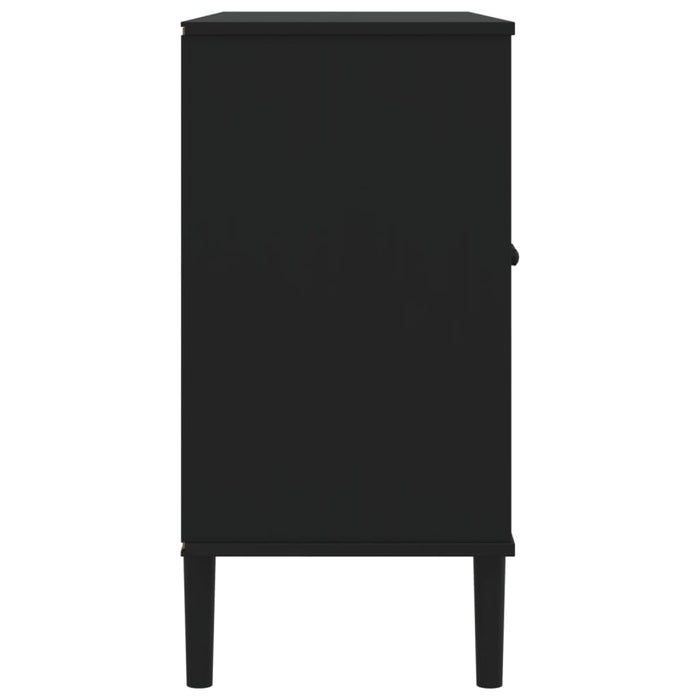 Servantă SENJA, aspect ratan negru, 112x40x80cm, lemn masiv pin - WALTI WALTI