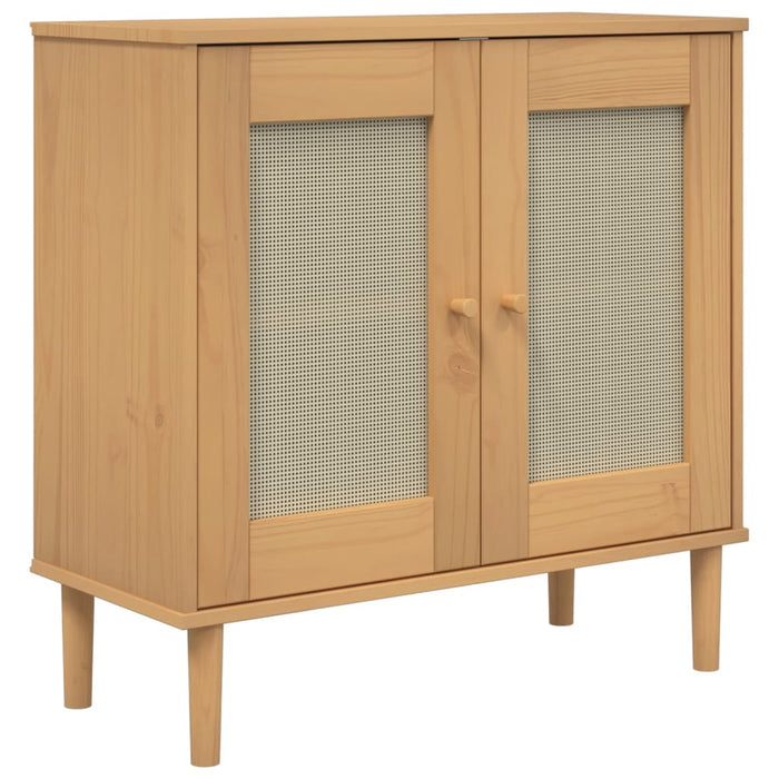 Servantă SENJA, aspect ratan maro, 80x35x80 cm, lemn masiv pin - WALTI WALTI