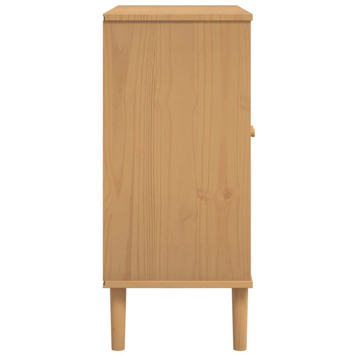 Servantă SENJA, aspect ratan maro, 80x35x80 cm, lemn masiv pin - WALTI WALTI