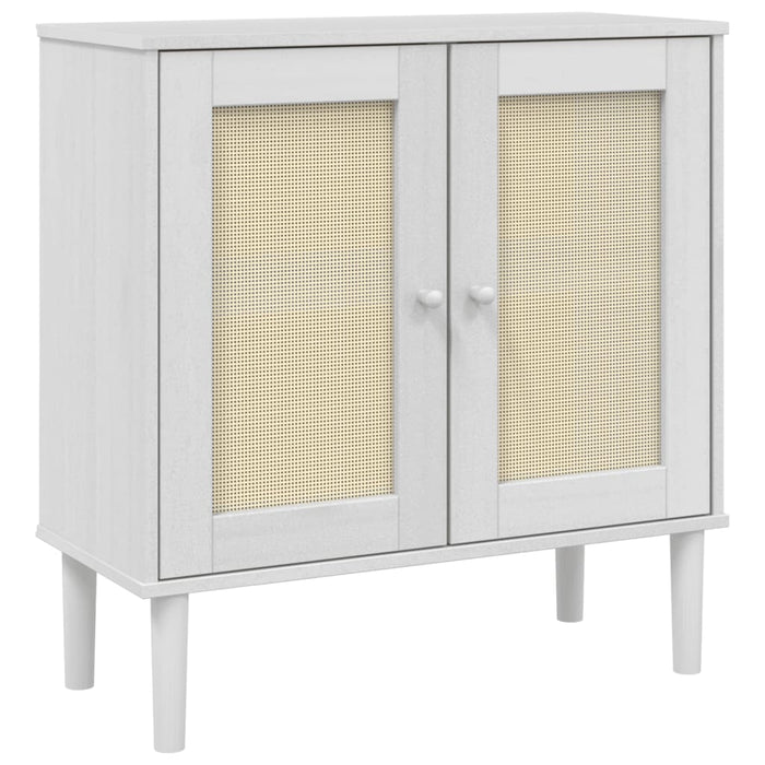 Servantă SENJA, aspect ratan alb, 80x35x80 cm, lemn masiv pin - WALTI WALTI