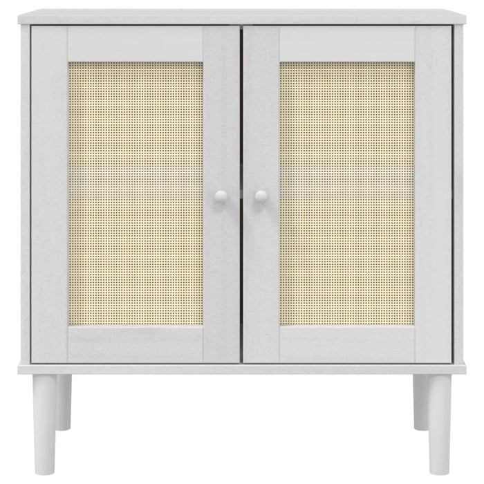 Servantă SENJA, aspect ratan alb, 80x35x80 cm, lemn masiv pin - WALTI WALTI