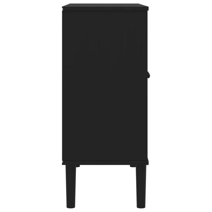 Servantă SENJA, aspect ratan negru, 80x35x80 cm, lemn masiv pin WALTI