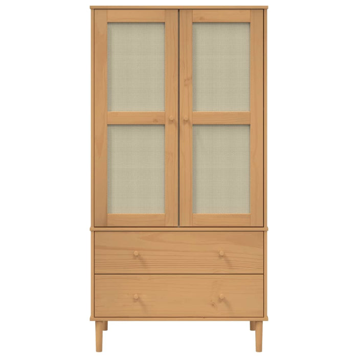 Șifonier SENJA, aspect ratan maro, 90x55x175 cm, lemn masiv pin - WALTI WALTI