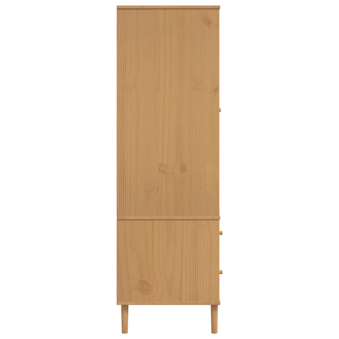 Șifonier SENJA, aspect ratan maro, 90x55x175 cm, lemn masiv pin - WALTI WALTI