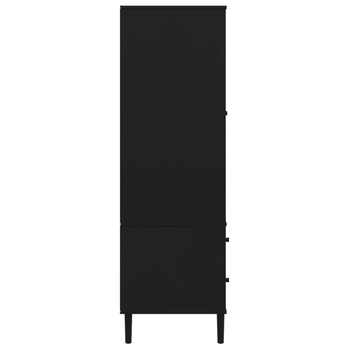 Șifonier SENJA, aspect ratan negru, 90x55x175cm, lemn masiv pin - WALTI WALTI