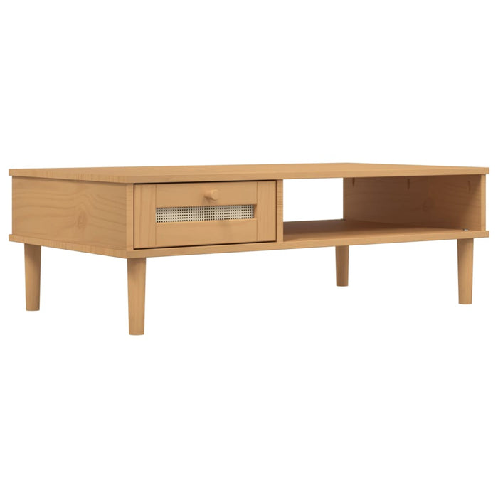 Masă de cafea SENJA aspect ratan maro 100x55x33 cm lemn masiv - WALTI WALTI