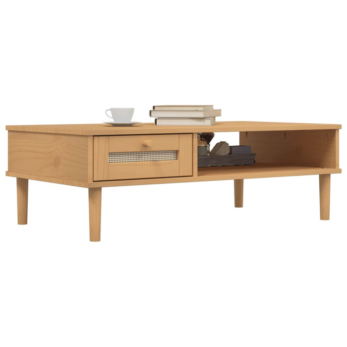 Masă de cafea SENJA aspect ratan maro 100x55x33 cm lemn masiv - WALTI WALTI
