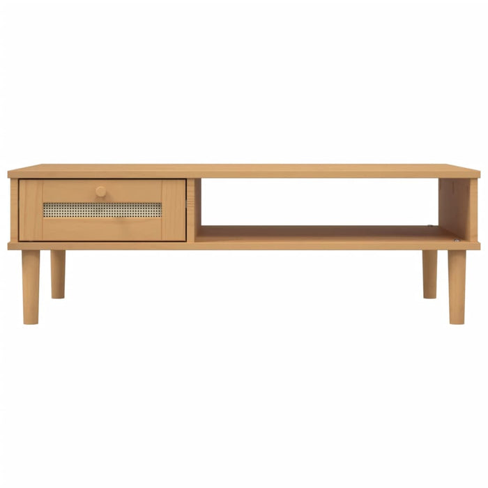 Masă de cafea SENJA aspect ratan maro 100x55x33 cm lemn masiv - WALTI WALTI