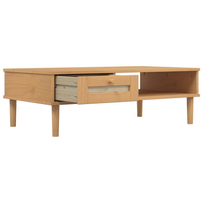 Masă de cafea SENJA aspect ratan maro 100x55x33 cm lemn masiv - WALTI WALTI