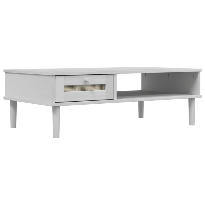 Masă de cafea SENJA aspect ratan alb 100x55x33 cm lemn masiv - WALTI WALTI