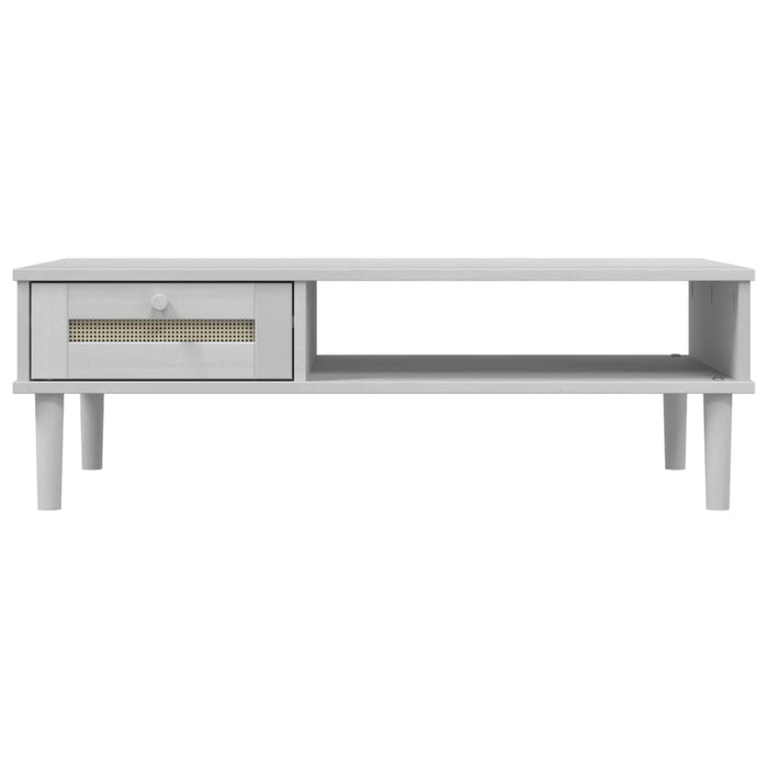 Masă de cafea SENJA aspect ratan alb 100x55x33 cm lemn masiv - WALTI WALTI
