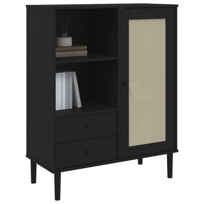 Dulap înalt SENJA aspect ratan negru, 90x40x112cm - WALTI WALTI