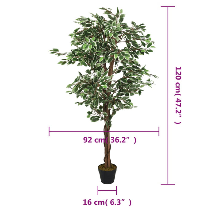 Arbore ficus artificial 630 de frunze 120 cm verde - WALTI WALTI