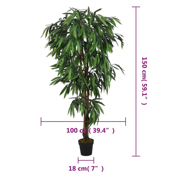 Arbore de mango artificial 600 de frunze 150 cm verde - WALTI WALTI