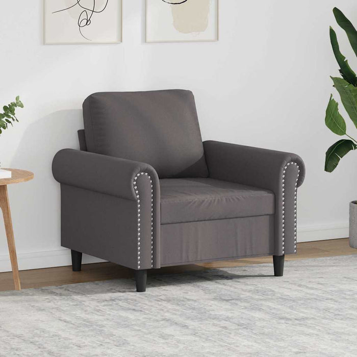Canapea de o persoană, gri, 60 cm, piele ecologică - WALTI WALTI