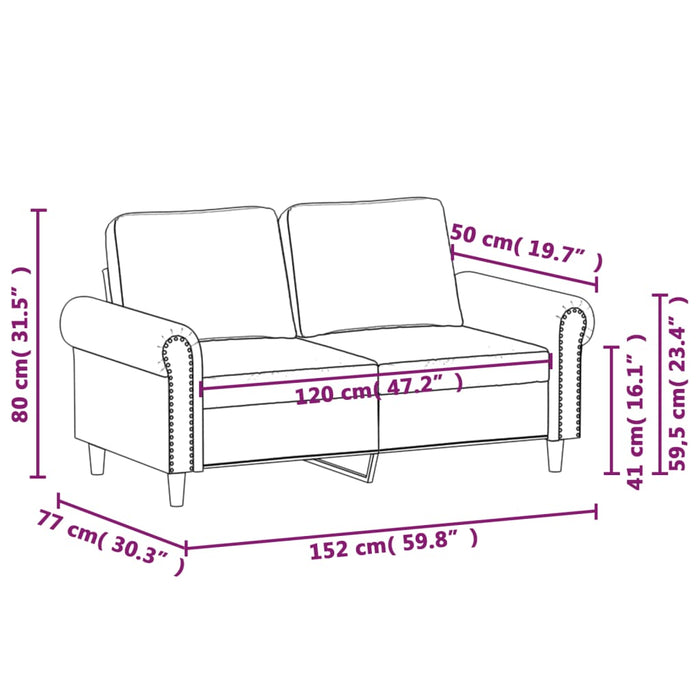 Canapea cu 2 locuri, crem, 120 cm, piele ecologică - WALTI WALTI