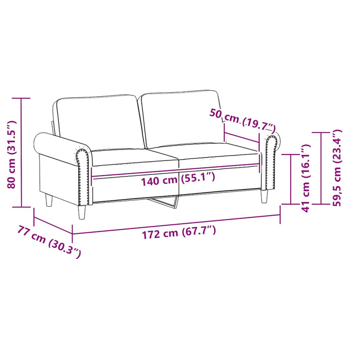 Canapea cu 2 locuri, gri, 140 cm, piele ecologică - WALTI WALTI