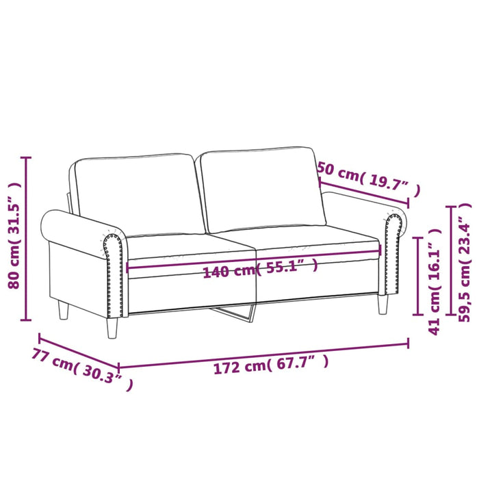 Canapea cu 2 locuri, roșu vin, 140 cm, piele ecologică WALTI