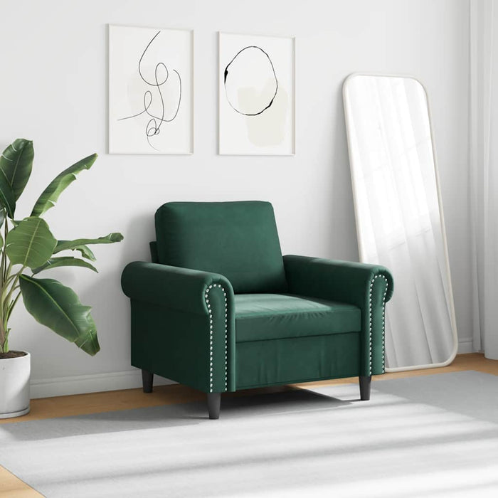 Fotoliu canapea, verde închis, 60 cm, catifea - WALTI WALTI