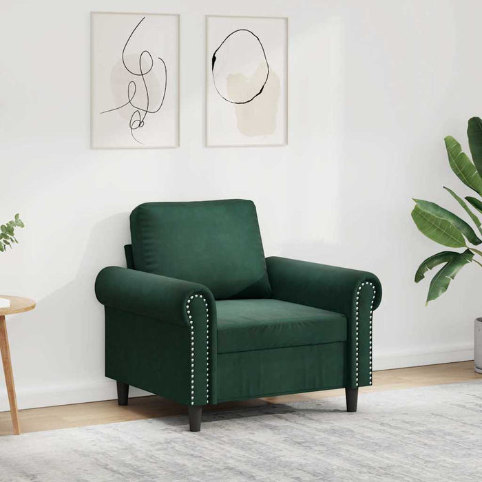 Fotoliu canapea, verde închis, 60 cm, catifea - WALTI WALTI