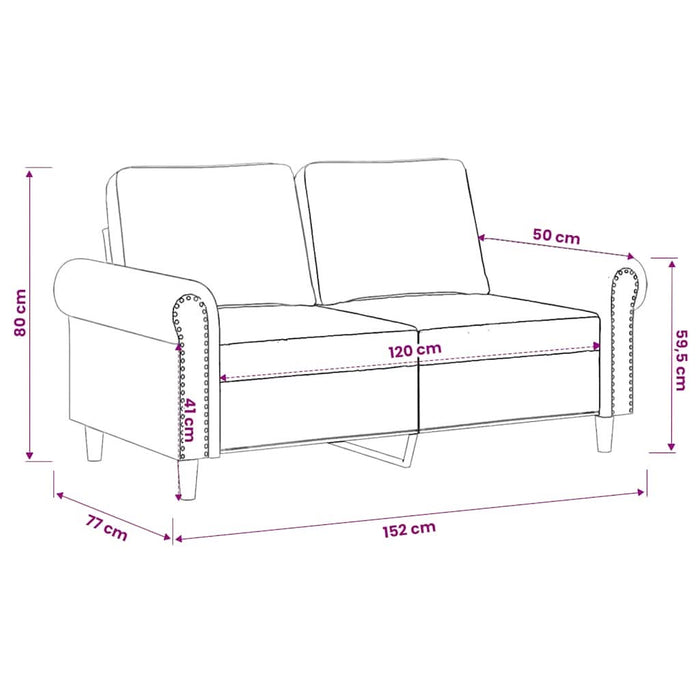 Canapea cu 2 locuri, roz, 120 cm, catifea - WALTI WALTI