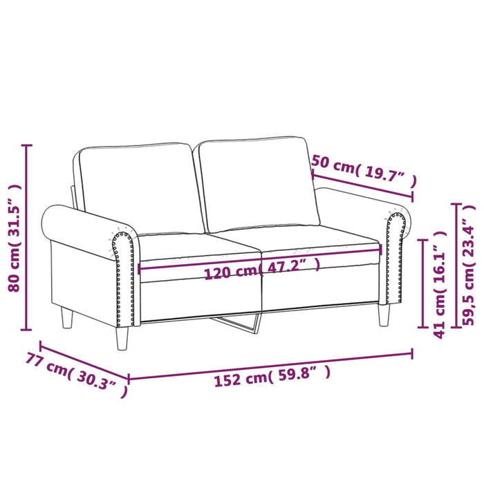 Canapea cu 2 locuri, galben, 120 cm, catifea - WALTI WALTI