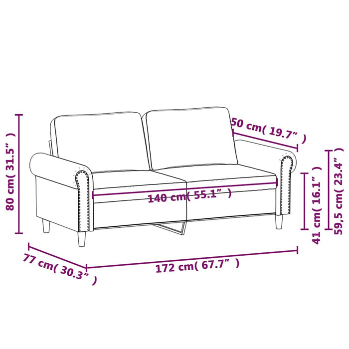 Canapea cu 2 locuri, gri închis, 140 cm, catifea WALTI