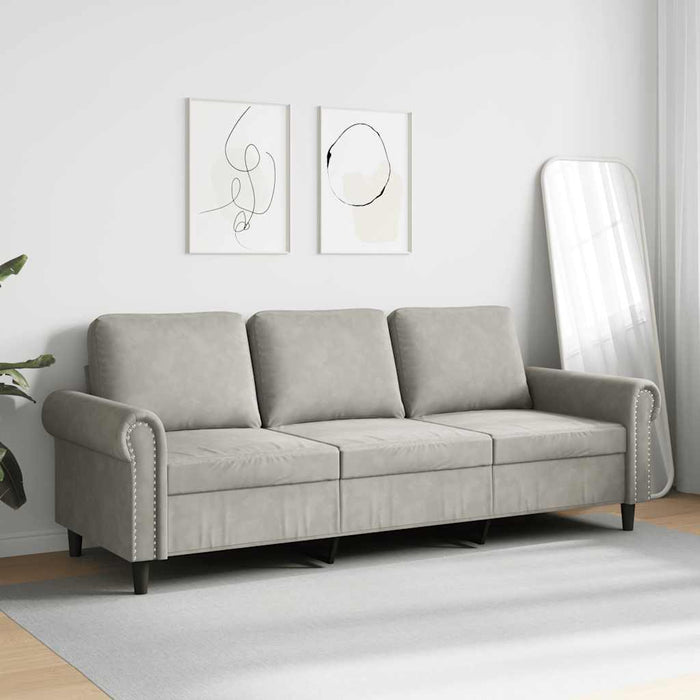 Canapea cu 3 locuri, gri deschis, material 180CM catifea WALTI