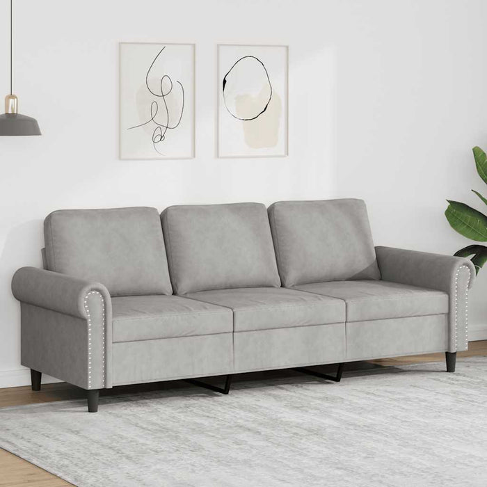 Canapea cu 3 locuri, gri deschis, material 180CM catifea WALTI