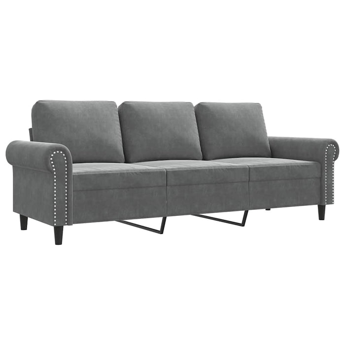 Canapea cu 3 locuri, gri închis, 180 cm, material catifea WALTI