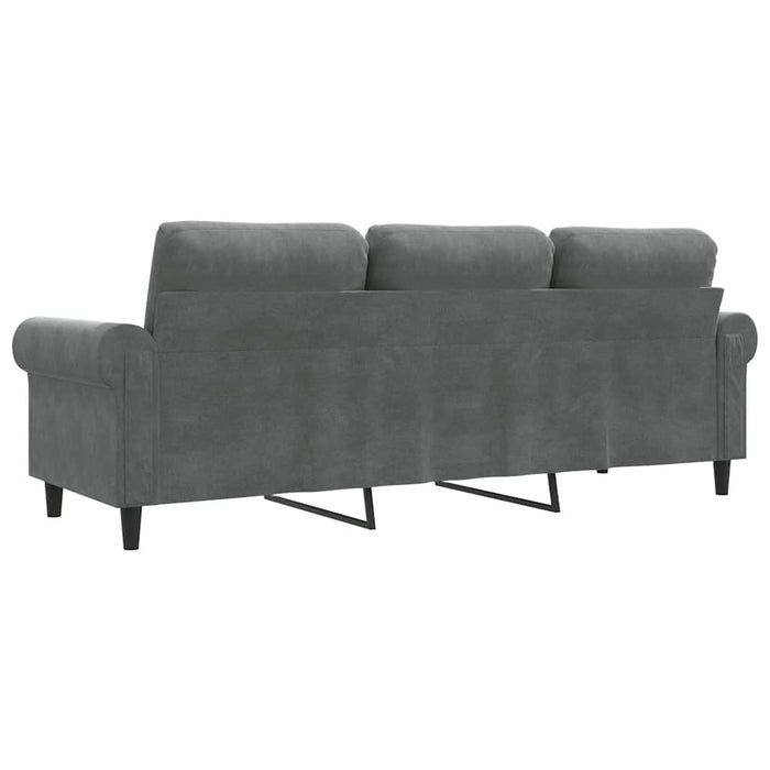 Canapea cu 3 locuri, gri închis, 180 cm, material catifea WALTI