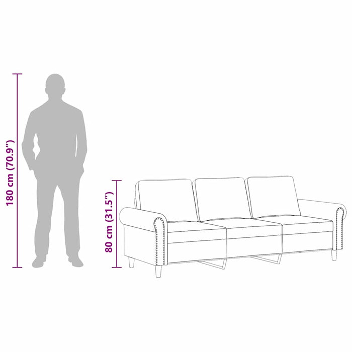 Canapea cu 3 locuri, gri închis, 180 cm, material catifea WALTI