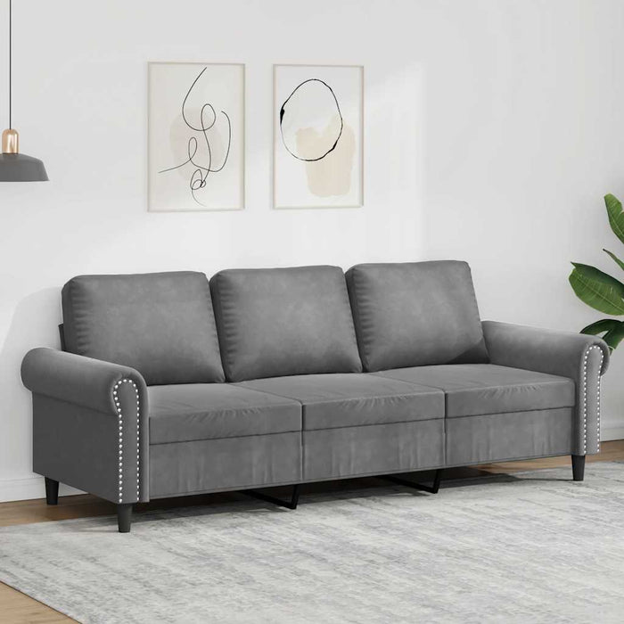 Canapea cu 3 locuri, gri închis, 180 cm, material catifea WALTI