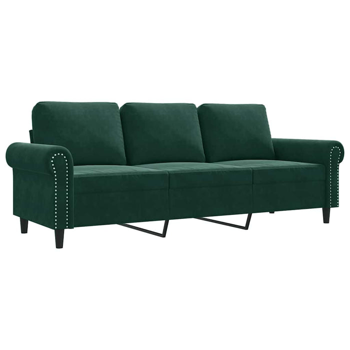 Canapea cu 3 locuri, verde închis, 180 cm, catifea - WALTI WALTI