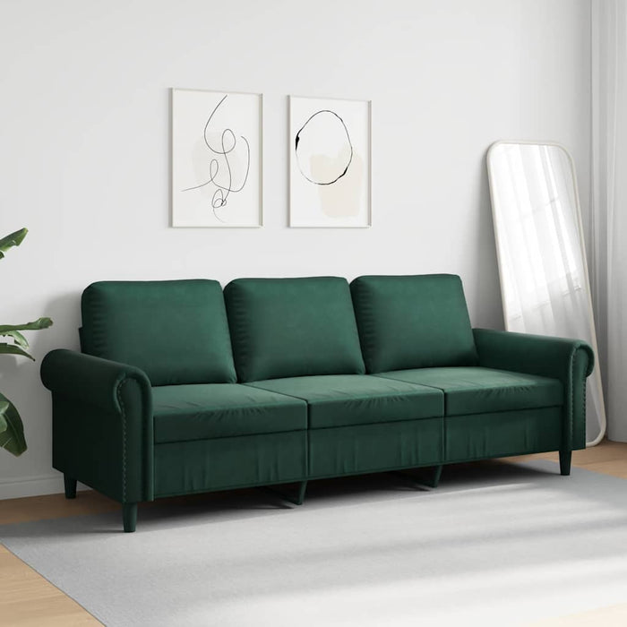 Canapea cu 3 locuri, verde închis, 180 cm, catifea - WALTI WALTI