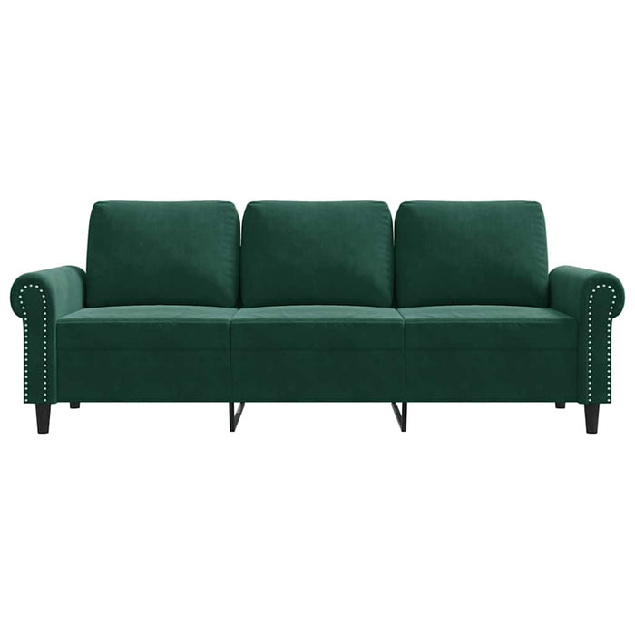 Canapea cu 3 locuri, verde închis, 180 cm, catifea - WALTI WALTI